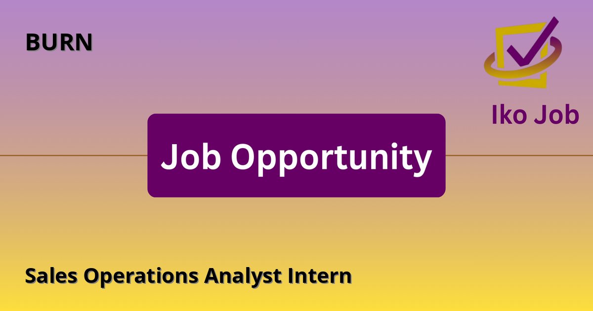 Sales Operations Analyst Intern at BURN in Nairobi, Kenya - Job Opportunity